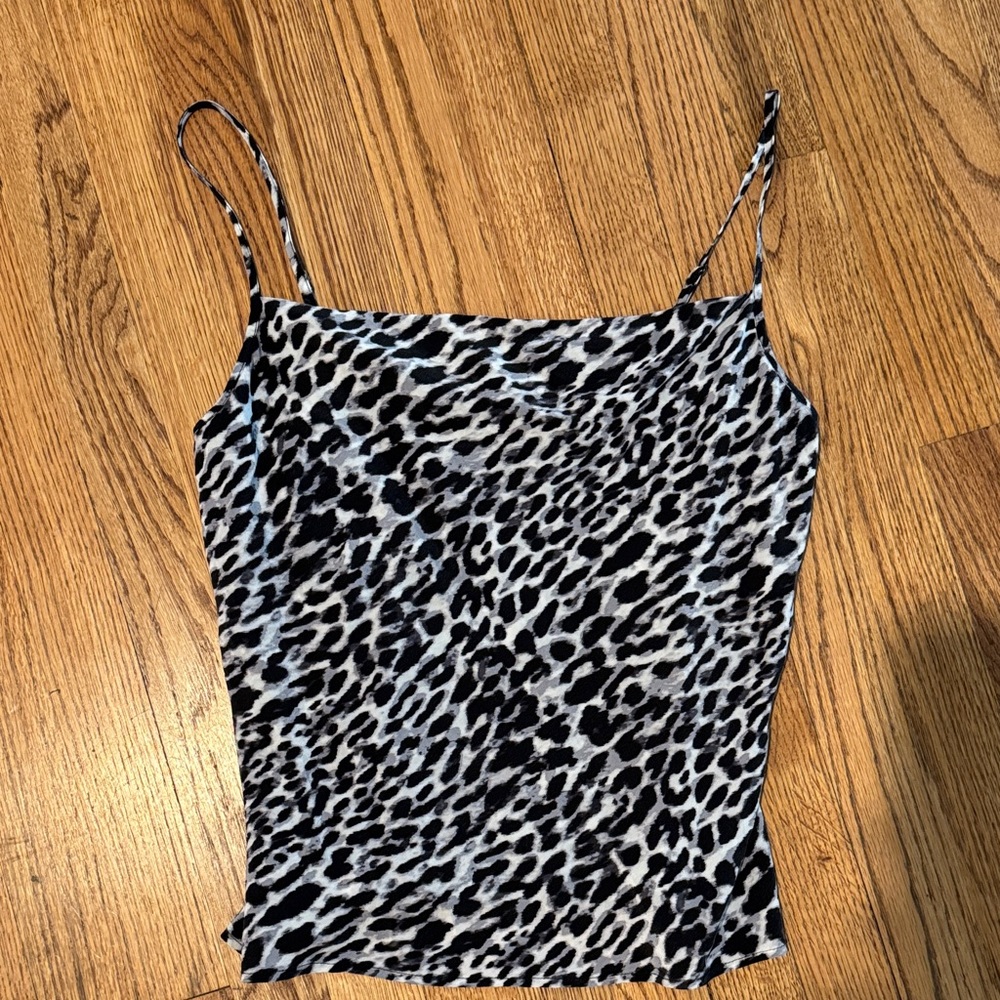Banana Republic Silk Black and White Animal Print Camisole